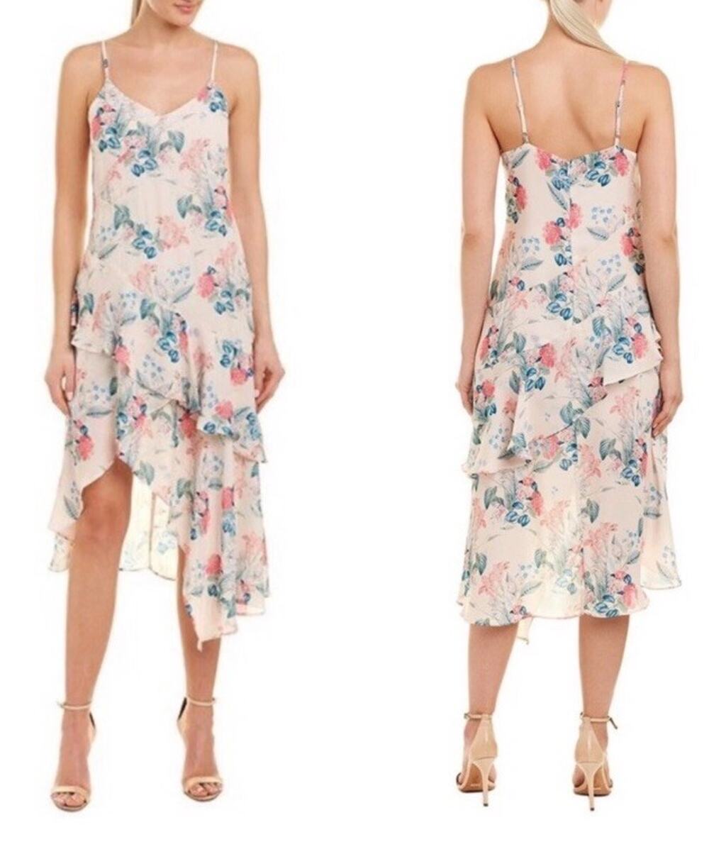 NWT PARKER sz XS FLORAL ASYMMETRICAL RUFFLE DRESS MELLOW MEADOW Fairy Whimsical